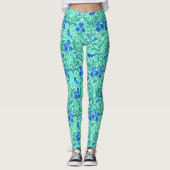 William Morris Irises, Cobalt Blue, Aqua und Aquam Leggings (Vorderseite)