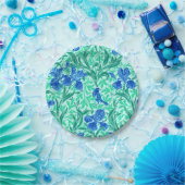 William Morris Irises, Cobalt Blue, Aqua und Aquam Pappteller (Party)