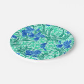 William Morris Irises, Cobalt Blue, Aqua und Aquam Pappteller (Schrägansicht)