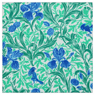 William Morris Irises, Cobalt Blue, Aqua und Aquam Stoff