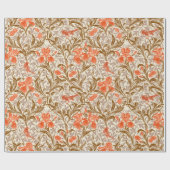 William Morris Irises, Coral Orange, Brown & Beige Geschenkpapier (Flach)