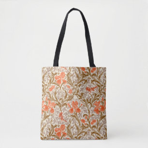 William Morris Irises, Coral Orange, Brown & Beige Tasche