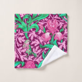 William Morris Irises, Fuchsia Pink und Wein Badhandtuch Set (Waschlappen)