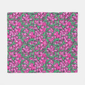 William Morris Irises, Fuchsia Pink und Wein Fleecedecke (Vorderseite (Horizontal))