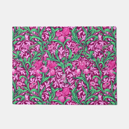 William Morris Irises, Fuchsia Pink und Wein Fußmatte (Vorderseite)