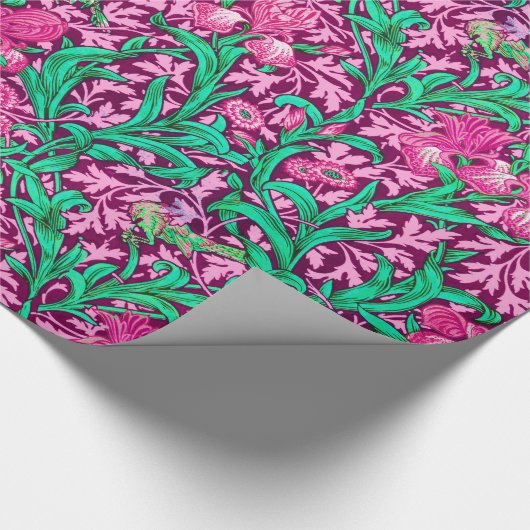 William Morris Irises, Fuchsia Pink und Wein Geschenkpapier (Ecke)
