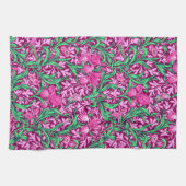William Morris Irises, Fuchsia Pink und Wein Geschirrtuch (Horizontal)