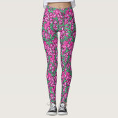 William Morris Irises, Fuchsia Pink und Wein Leggings (Vorderseite)