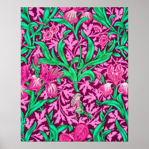 William Morris Irises, Fuchsia Pink und Wein Poster
