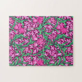 William Morris Irises, Fuchsia Pink und Wein Puzzle (Horizontal)