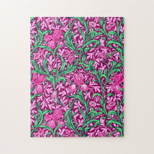 William Morris Irises, Fuchsia Pink und Wein Puzzle (Vertikal)
