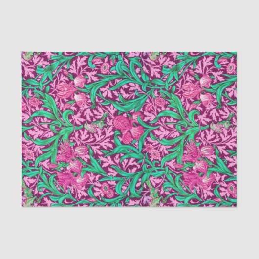 William Morris Irises, Fuchsia Pink und Wein Seidenpapier (Vorderseite)