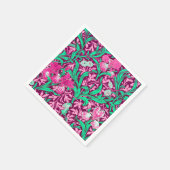William Morris Irises, Fuchsia Pink und Wein Serviette (Ecke)