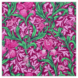 William Morris Irises, Fuchsia Pink und Wein Stoff
