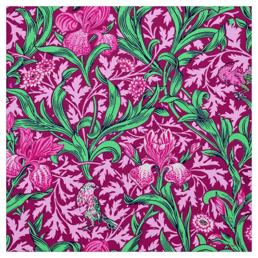 William Morris Irises, Fuchsia Pink und Wein Stoff (Muster)