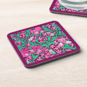 William Morris Irises, Fuchsia Pink und Wein Untersetzer (Linke Seite)