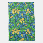 William Morris Irises, Gelb und Cobalt Blue Geschirrtuch (Vertikal)