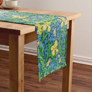 William Morris Irises, Gelb und Cobalt Blue Kurzer Tischläufer
