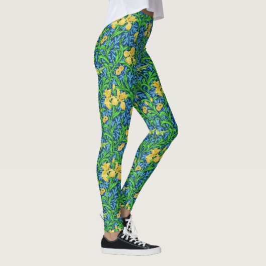 William Morris Irises, Gelb und Cobalt Blue Leggings (Rechts)