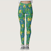 William Morris Irises, Gelb und Cobalt Blue Leggings (Vorderseite)