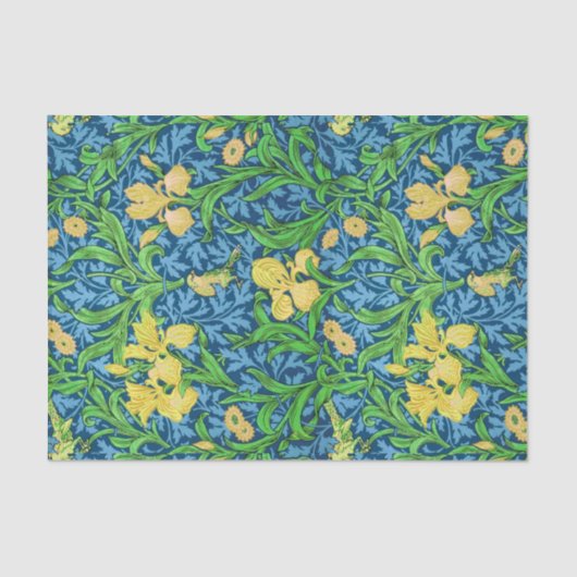 William Morris Irises, Gelb und Cobalt Blue Seidenpapier (Vorderseite)
