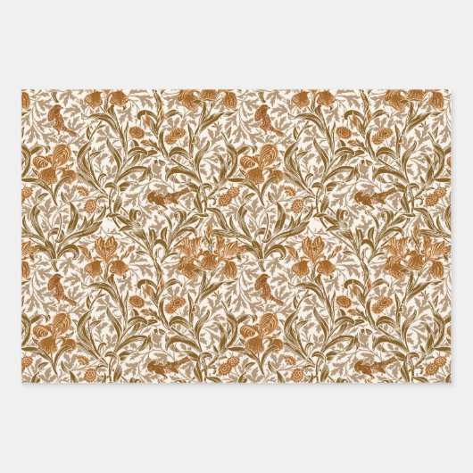 William Morris Irises, Gold, Grau, Rust   Geschenkpapier Set (Vorderseite 3)