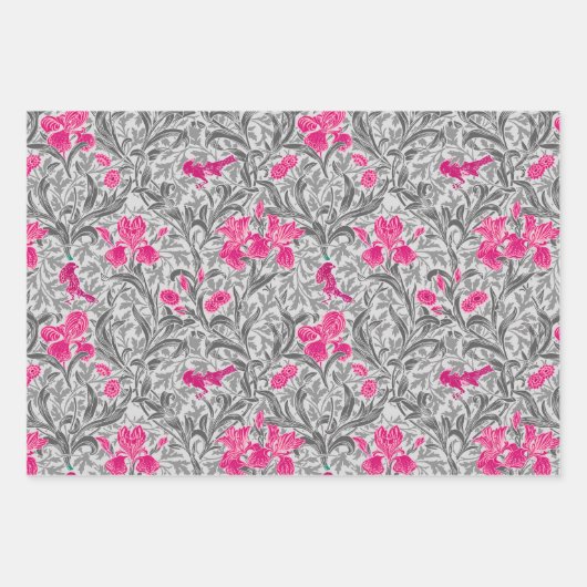 William Morris Irises, Gold, Grau, Rust   Geschenkpapier Set (Vorderseite 2)