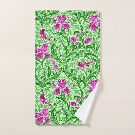 William Morris Irises, Green, Magenta und Orchid Badhandtuch Set (Handtuch)