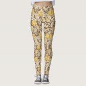 William Morris Irises, Mustard Gold, Brown & Beige Leggings (Vorderseite)
