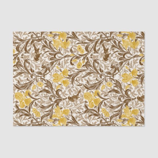 William Morris Irises, Mustard Gold, Brown & Beige Seidenpapier (Vorderseite)