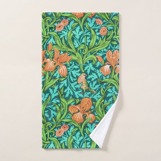 William Morris Irises, Orange und Türkis Badhandtuch Set (Handtuch)