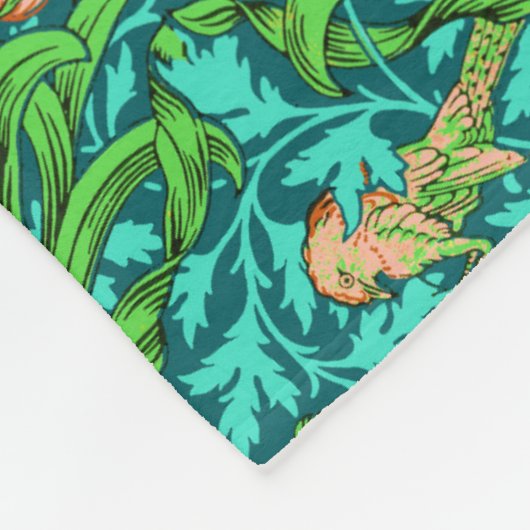 William Morris Irises, Orange und Türkis Fleecedecke (Ecke)