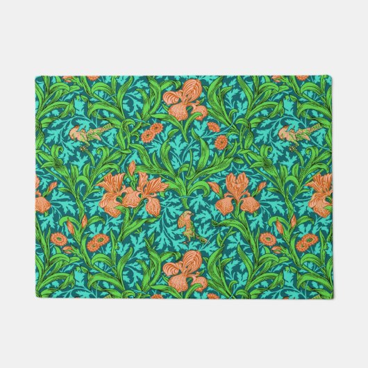 William Morris Irises, Orange und Türkis Fußmatte (Vorderseite)