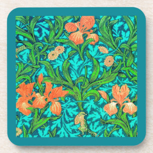 William Morris Irises, Orange und Türkis Getränkeuntersetzer