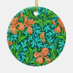 William Morris Irises, Orange und Türkis Keramik Ornament