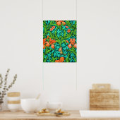 William Morris Irises, Orange und Türkis Poster (Küche)