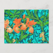 William Morris Irises, Orange und Türkis Postkarte (Vorderseite)