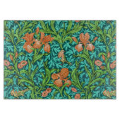 William Morris Irises, Orange und Türkis Schneidebrett (Vorderseite)