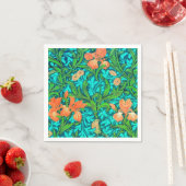 William Morris Irises, Orange und Türkis Serviette (Beispiel)