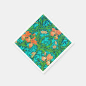 William Morris Irises, Orange und Türkis Serviette (Ecke)