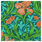 William Morris Irises, Orange und Türkis Stoff (Nahaufnahme)