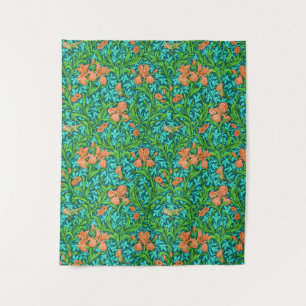 William Morris Irises, Orange und Türkis Wandteppich