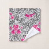 William Morris Irises, Pink und Silver Gray / Grau Badhandtuch Set (Waschlappen)