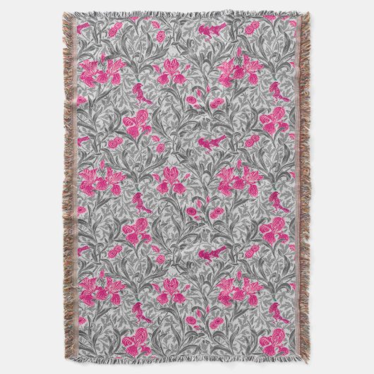 William Morris Irises, Pink und Silver Gray / Grau Decke (Vorderseite Vertikal)