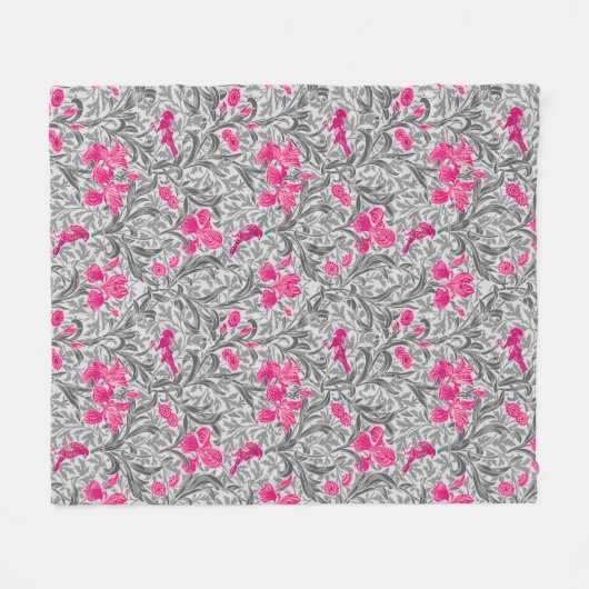 William Morris Irises, Pink und Silver Gray / Grau Fleecedecke (Vorderseite (Horizontal))