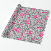 William Morris Irises, Pink und Silver Gray / Grau Geschenkpapier (Ungerollt)
