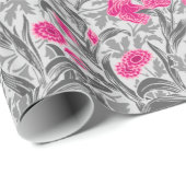 William Morris Irises, Pink und Silver Gray / Grau Geschenkpapier (Rolleneckpunkt)