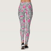 William Morris Irises, Pink und Silver Gray / Grau Leggings (Rückseite)