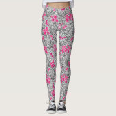 William Morris Irises, Pink und Silver Gray / Grau Leggings (Vorderseite)