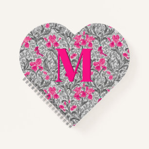 William Morris Irises, Pink und Silver Gray / Grau Notizblock